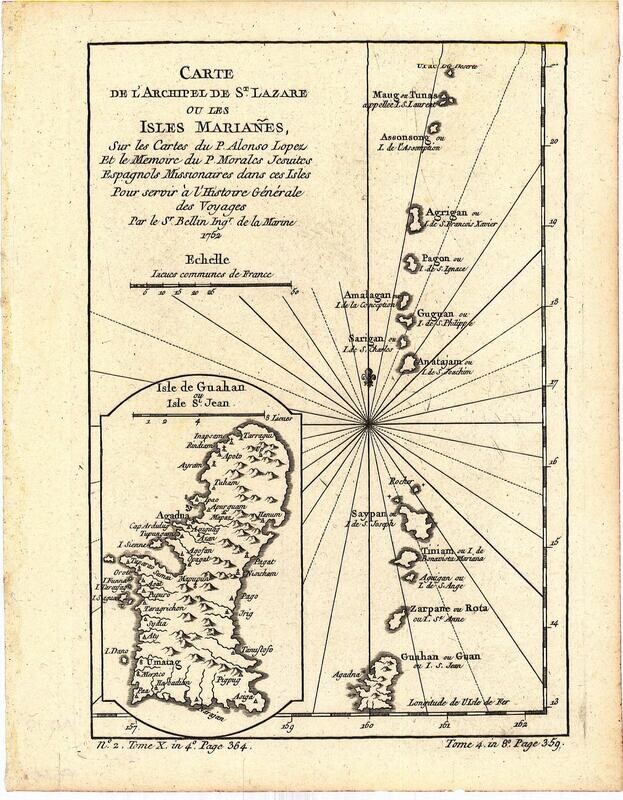 1752 Carte de Archipel' St Lazare et les Marianes Isles by Bellin