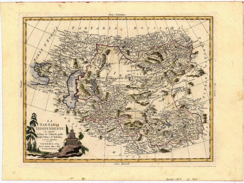 1784 Map of Tibet and Greater Tartary by Antonio Zatta