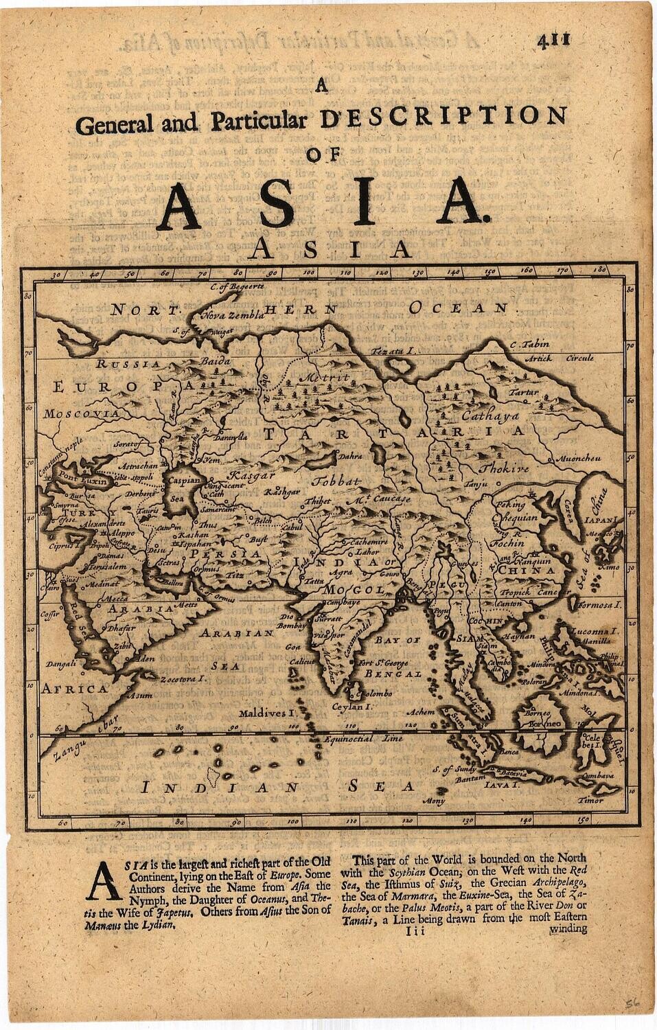 1740 Map of Asia by Hermann Moll for the Thesaurus Geographicus