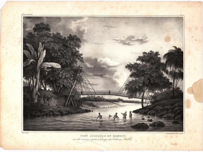 1830 View of a Bamboo Suspension Bridge in Java