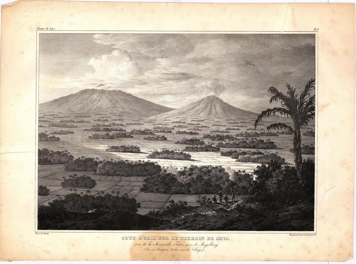 1830 View of the Terrain of Java in Copper Engraving