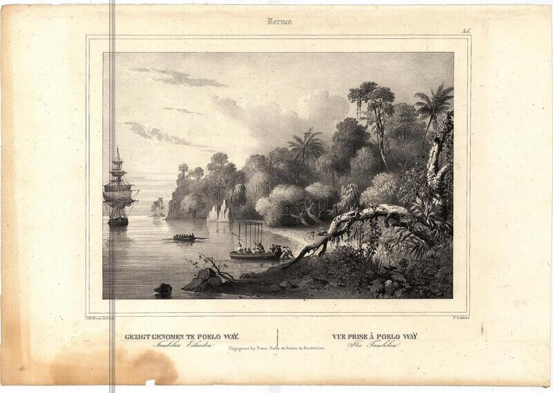 1743 View of Borneo in Copper engraving 