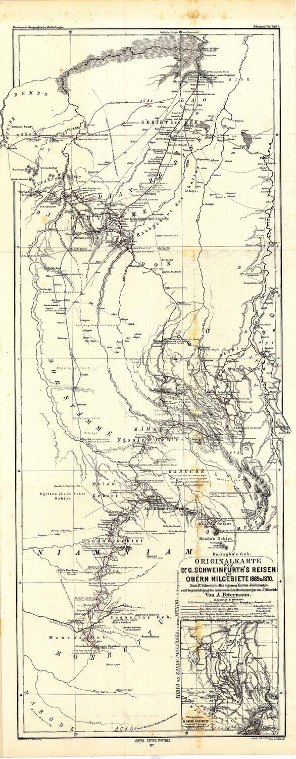 1871 Africa Schweinfurths Reisen by Justus Perthes in Lithography