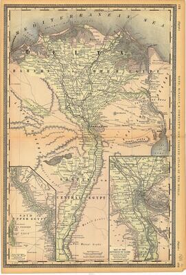 1888 Egypt by Rand McNally in Chromolithography