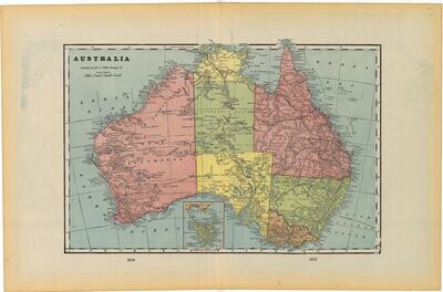 1901 Map of Australia by Geo.Cram in Color Lithography