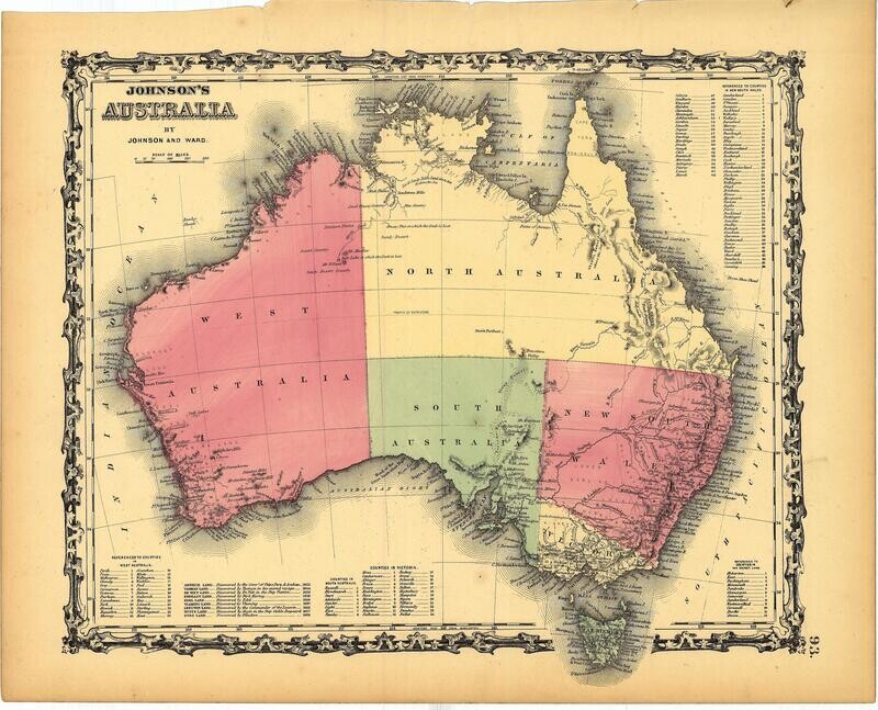 1862 Map of Australia by Johnson &amp; Ward w/ OHC