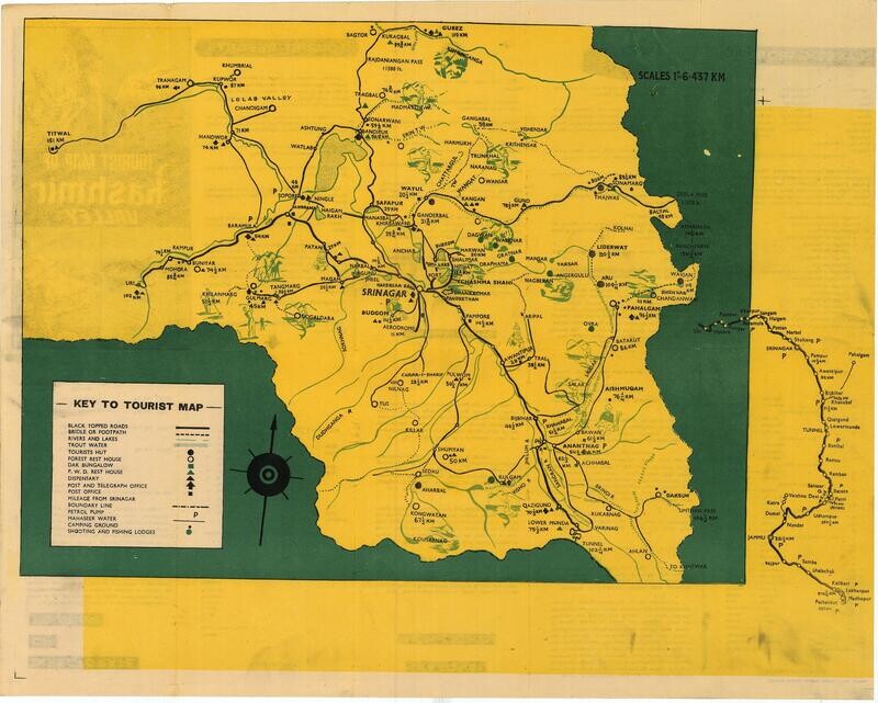 1973 Tourist Map of the Kashmir Valley