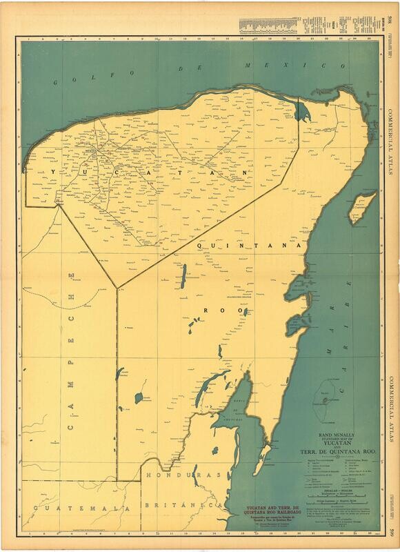 1925 Rand McNally Map of Yucatan and Terr. de Quinta Roo Mexico