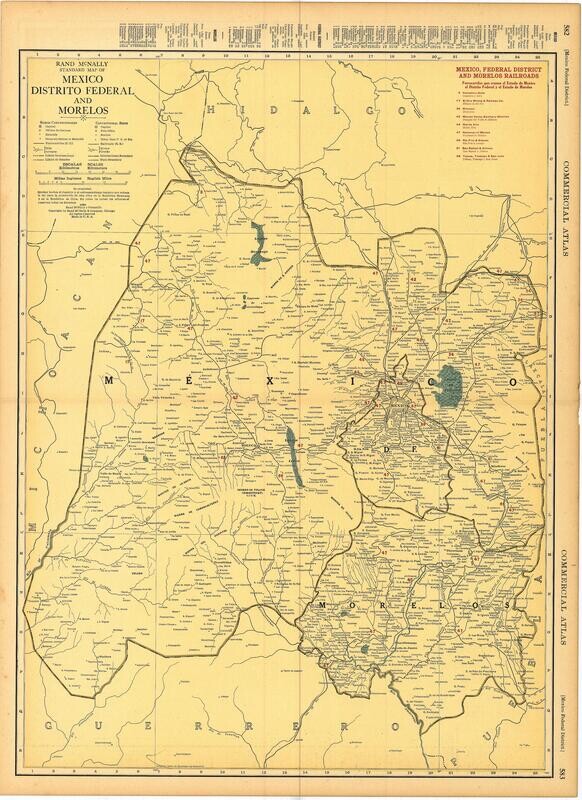 1925 Rand McNally Mexico Distrito Federal and Morelos