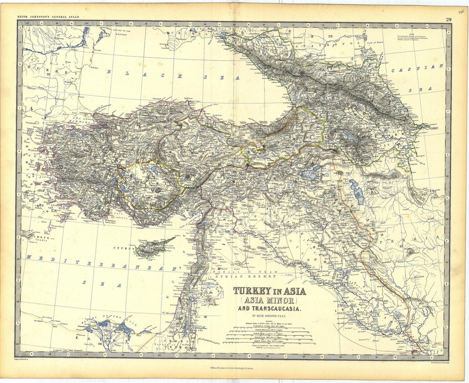 1853 Turkey in Asia Minor Johnston Litho OHC