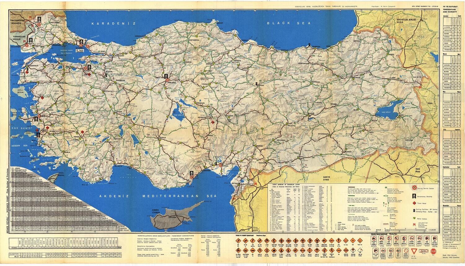 1965 Travel Map of Turkey