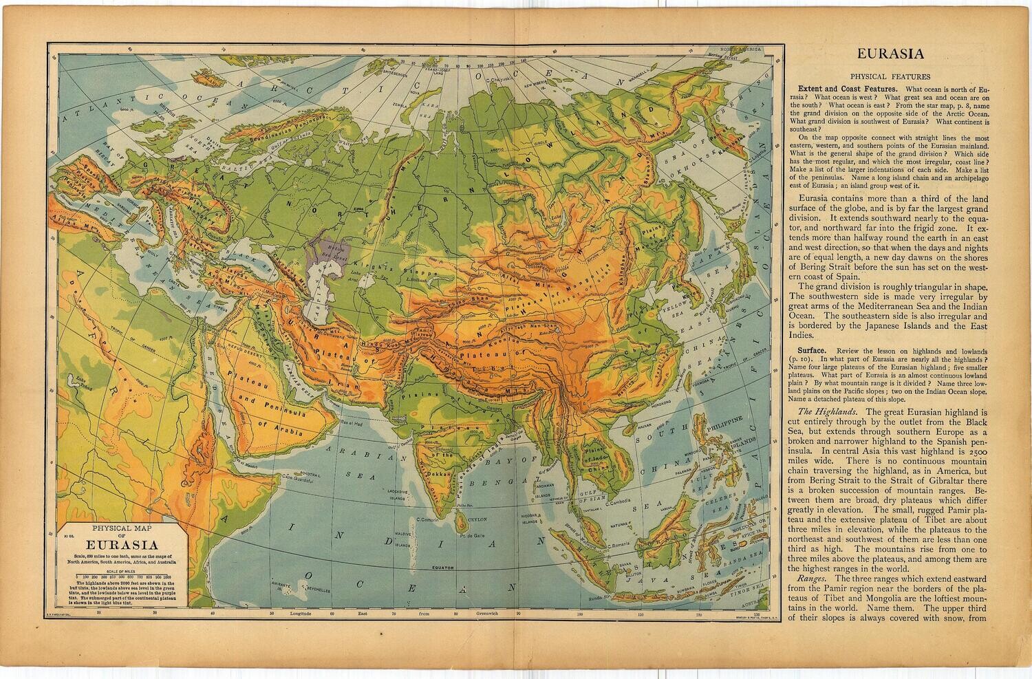 1895 Physical Map of Eurasia