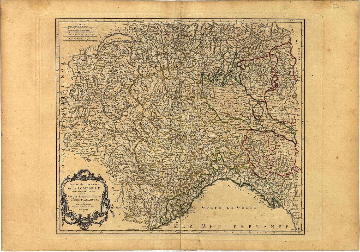1750 La Lombardie-Rep of Genoa by deVaugondy