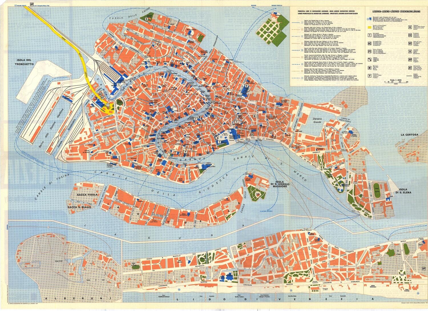 1974 Map of Venice Italy