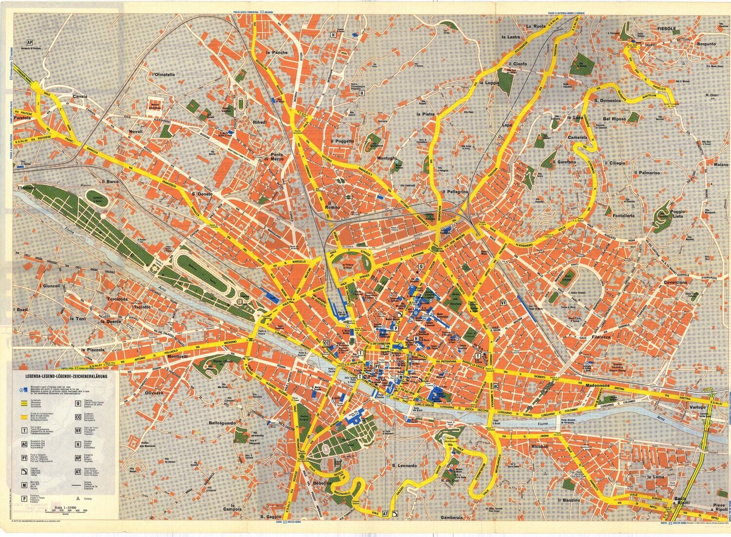 1973 Tourist Map of Firenze