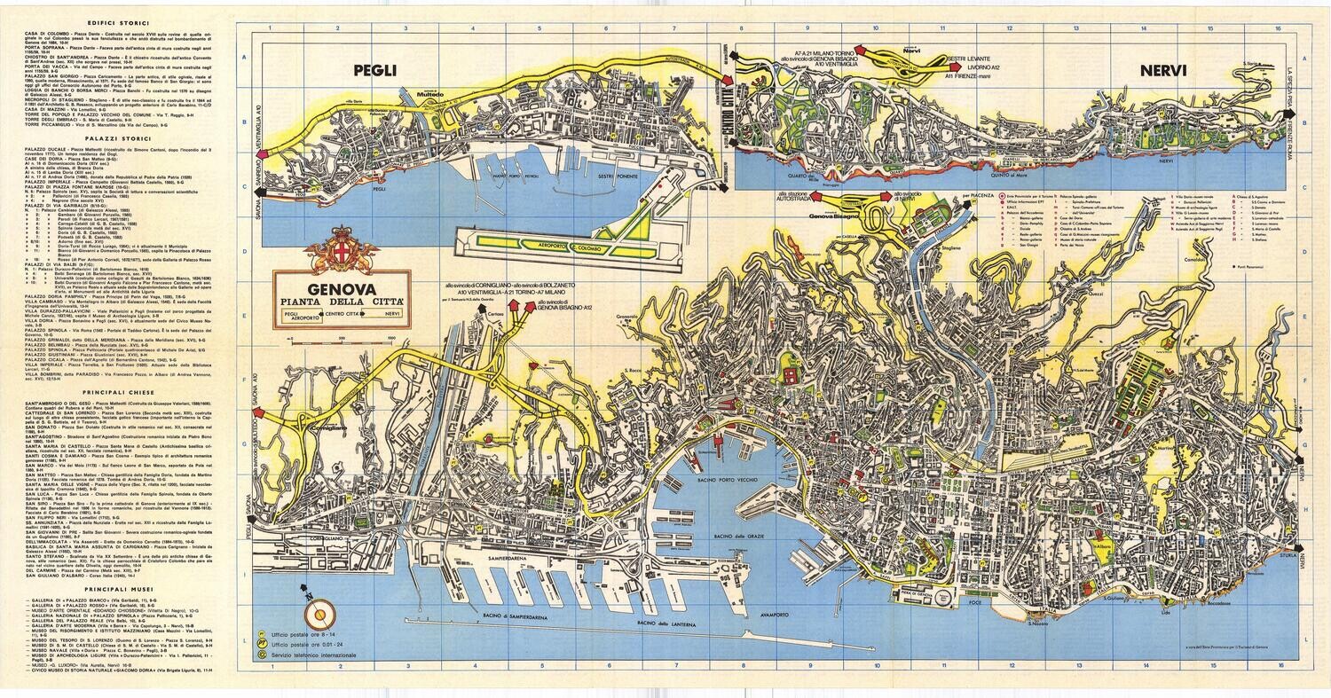 1976 Map of Genoa , Italy