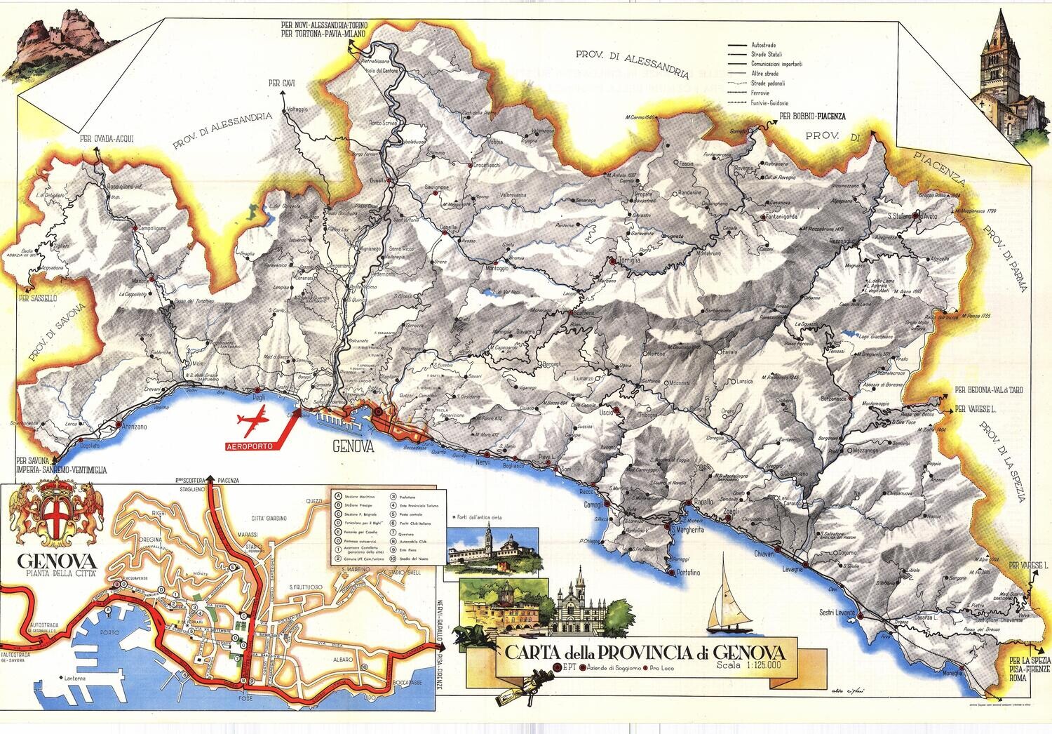 1982 Map of Genoa Italy