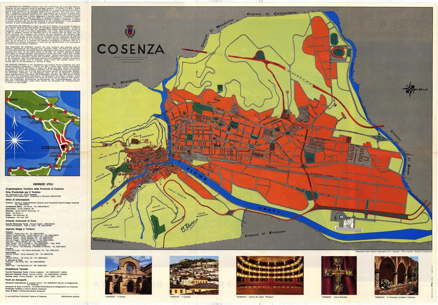 1977 Map of Cosenza Italy