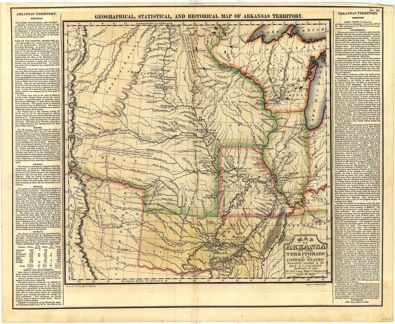 1822 Map of Arkansas Terr. by Calhoun
