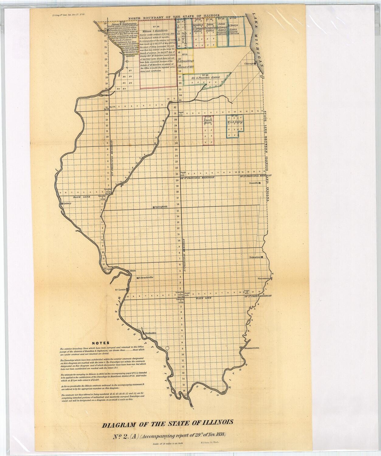 1838 Diagram of the State of Illinois by the GLO