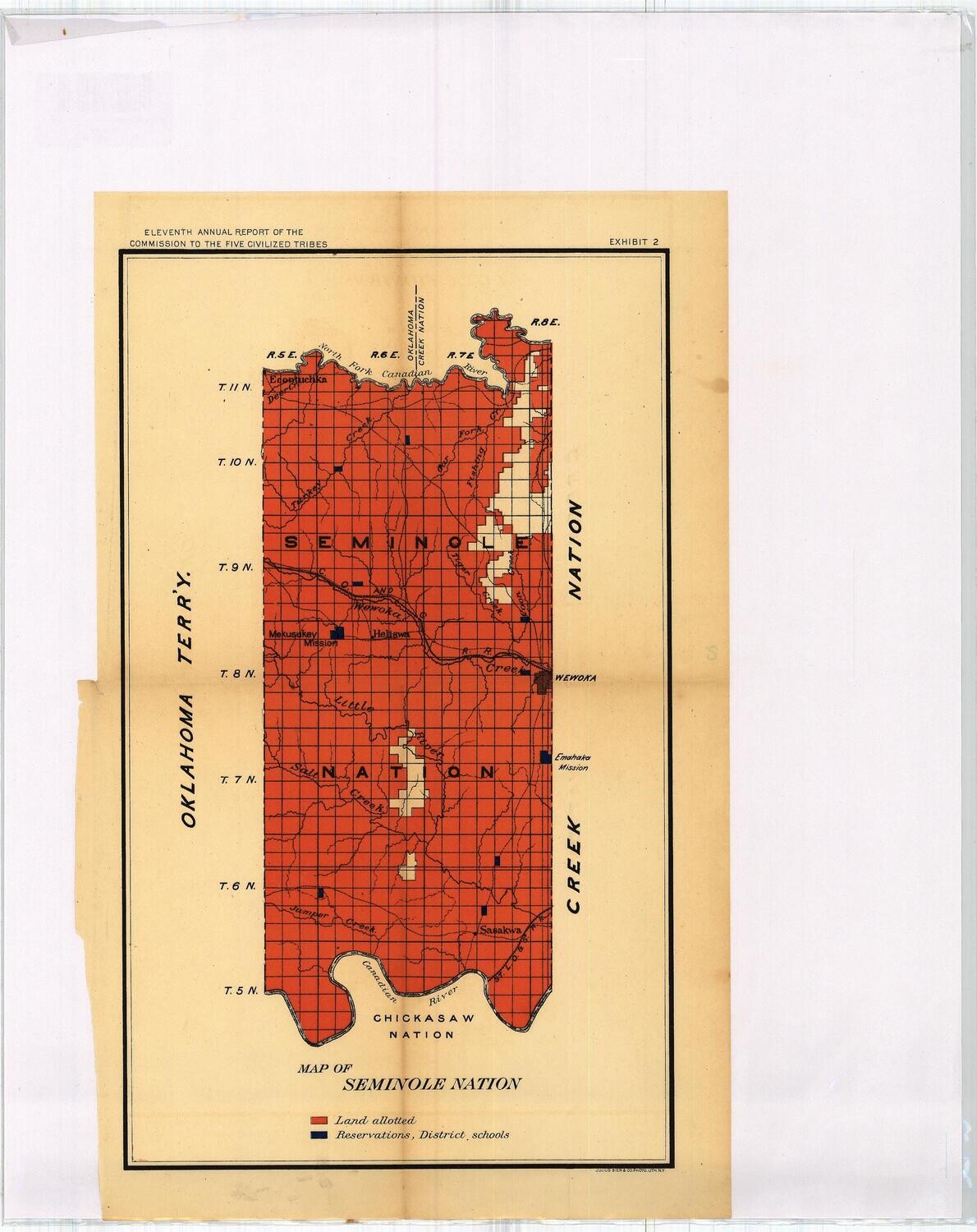 1904 Map of the Seminole Nation in Indian Territory