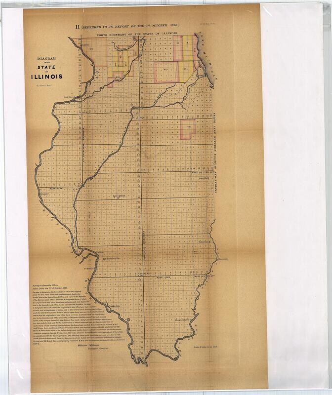 1839 Diagram of the State of Illinois by the GLO