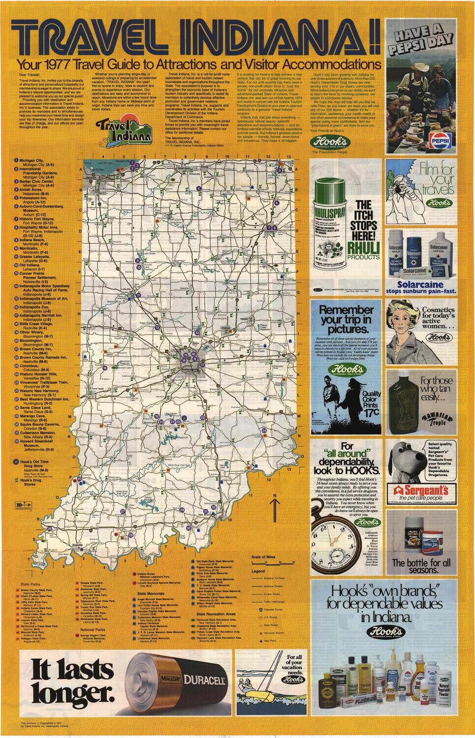 1977 'Travel Indiana' road map