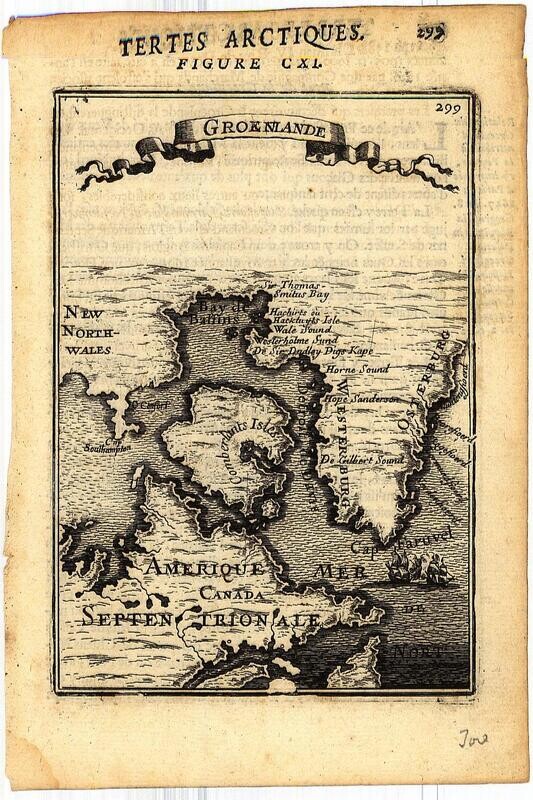 1683 Map of Greenland (Groenland) by Mallet