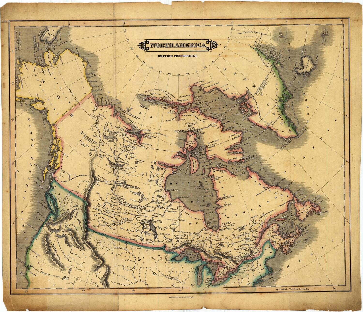1835 Lizar&#39;s Map of British Possessions, Aka: Canada
