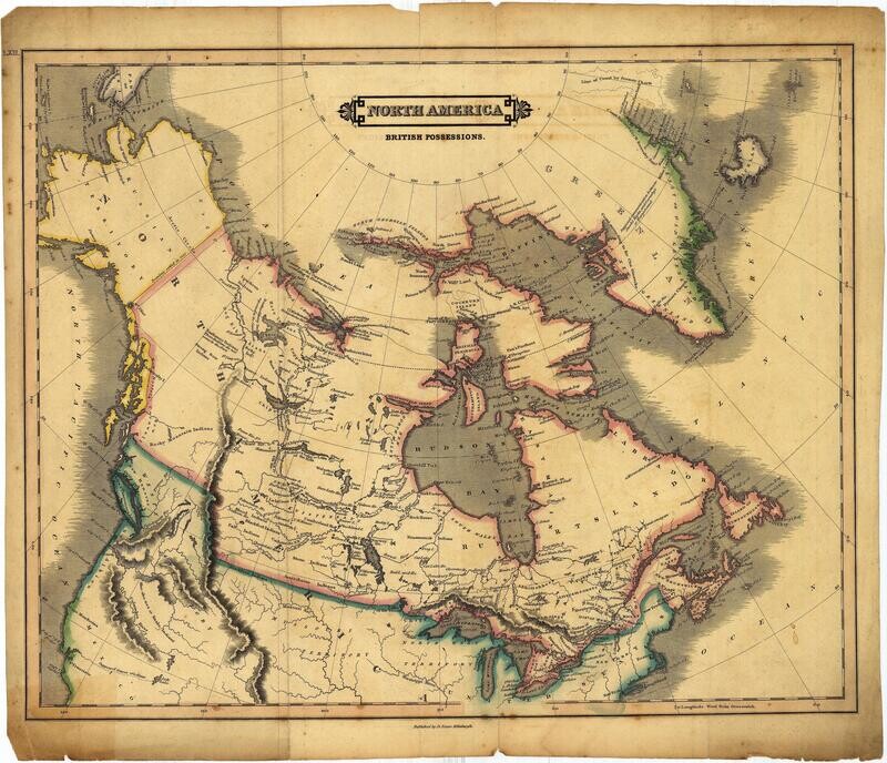 1835 Lizar's Map of British Possessions, Aka: Canada