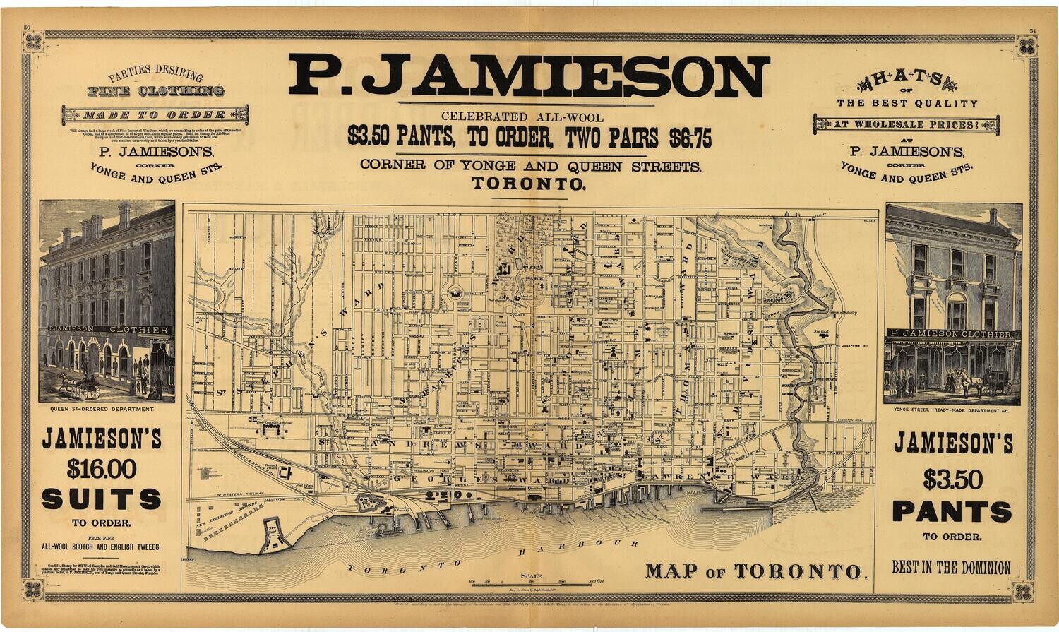 1878 Map of Toronto Canada