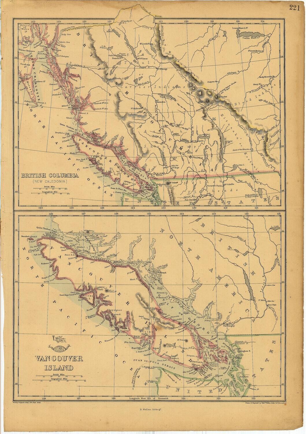 1879 British Columbia &amp; Vancouver Island for the Weekly Dispatch Atlas