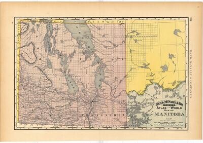 1892 Map of Manitoba by Rand McNally in Color Lithography
