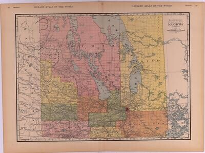 1912 Map of Manitoba by Rand McNally in Chromolithography