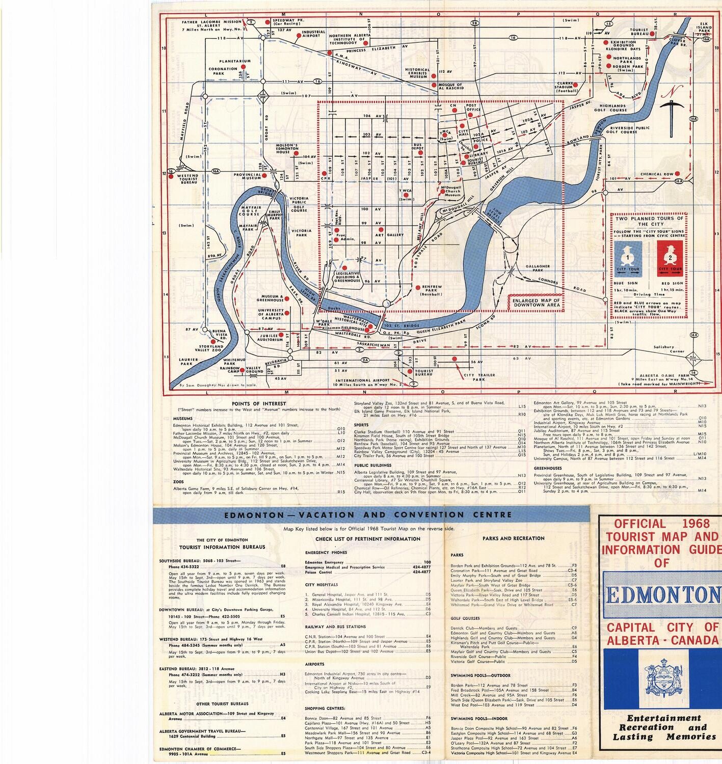 1968 Tourist Map of Edmonton