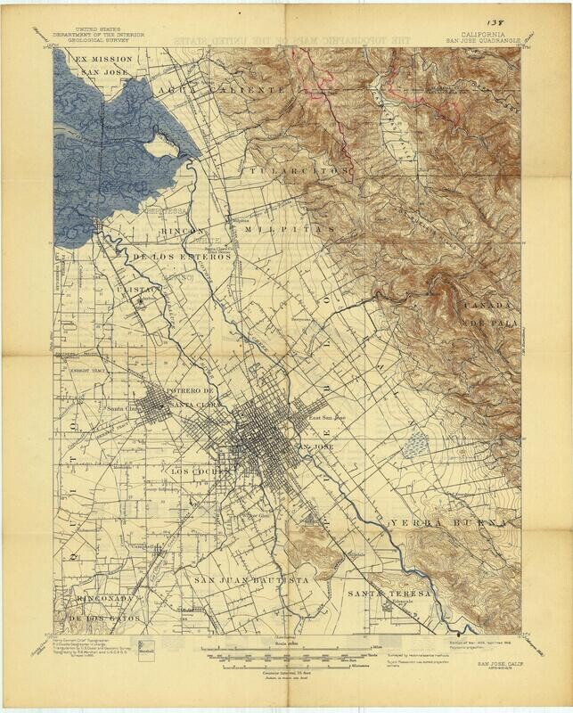 1946 (1899) USGS San Jose Quadrangle 15 minute sheet