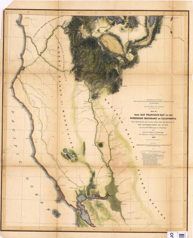1855 Map #1 from the San Francisco Bay to the Northern Boundary of California by the USPRR Survey