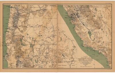 1867 Map of California + Oregon