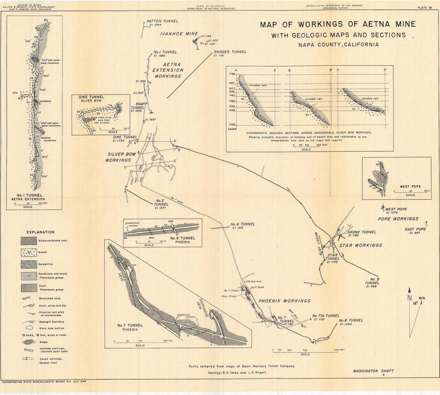 1946 Geo Aetna Mine Dept of Nat Resources Litho