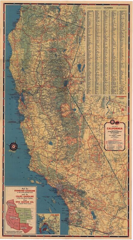 1950 California State Map by Gousha for Standard Oil
