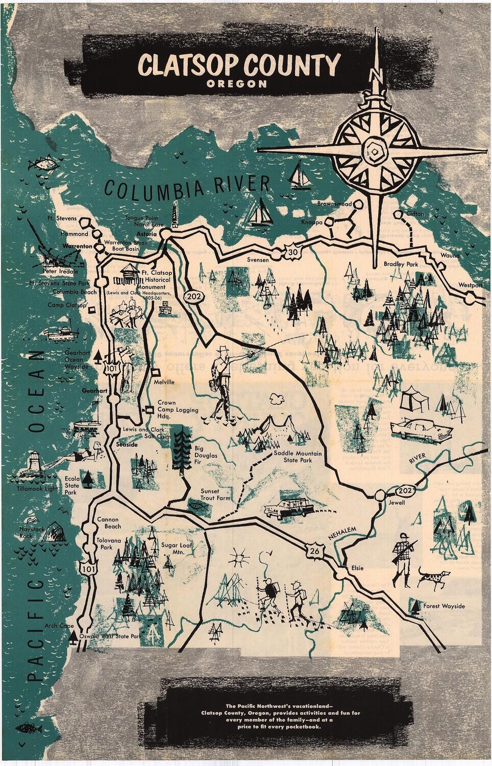 1962 Clatsop Co. Oregon folding promo