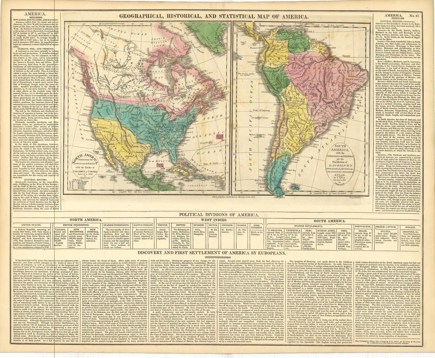 1821 North &amp; South America by J. Aspin w/OHC / Pair