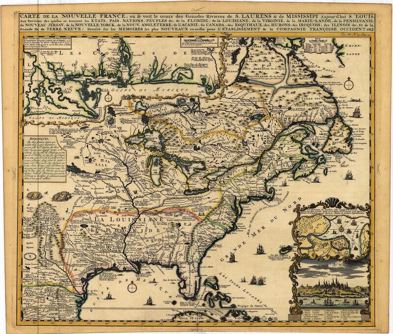 1719 Carte De La Nouvelle France by Henri Chatelain