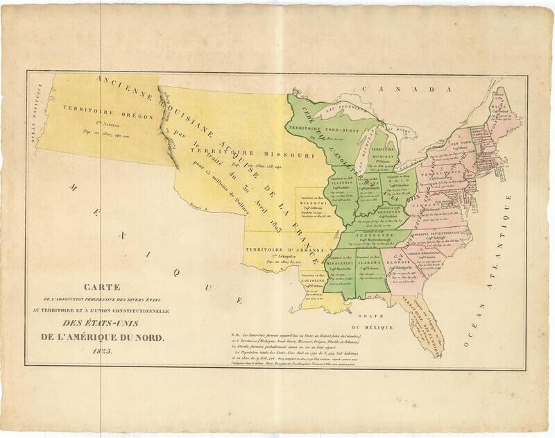 1825 Map of the Progress of the United States and Its Territories