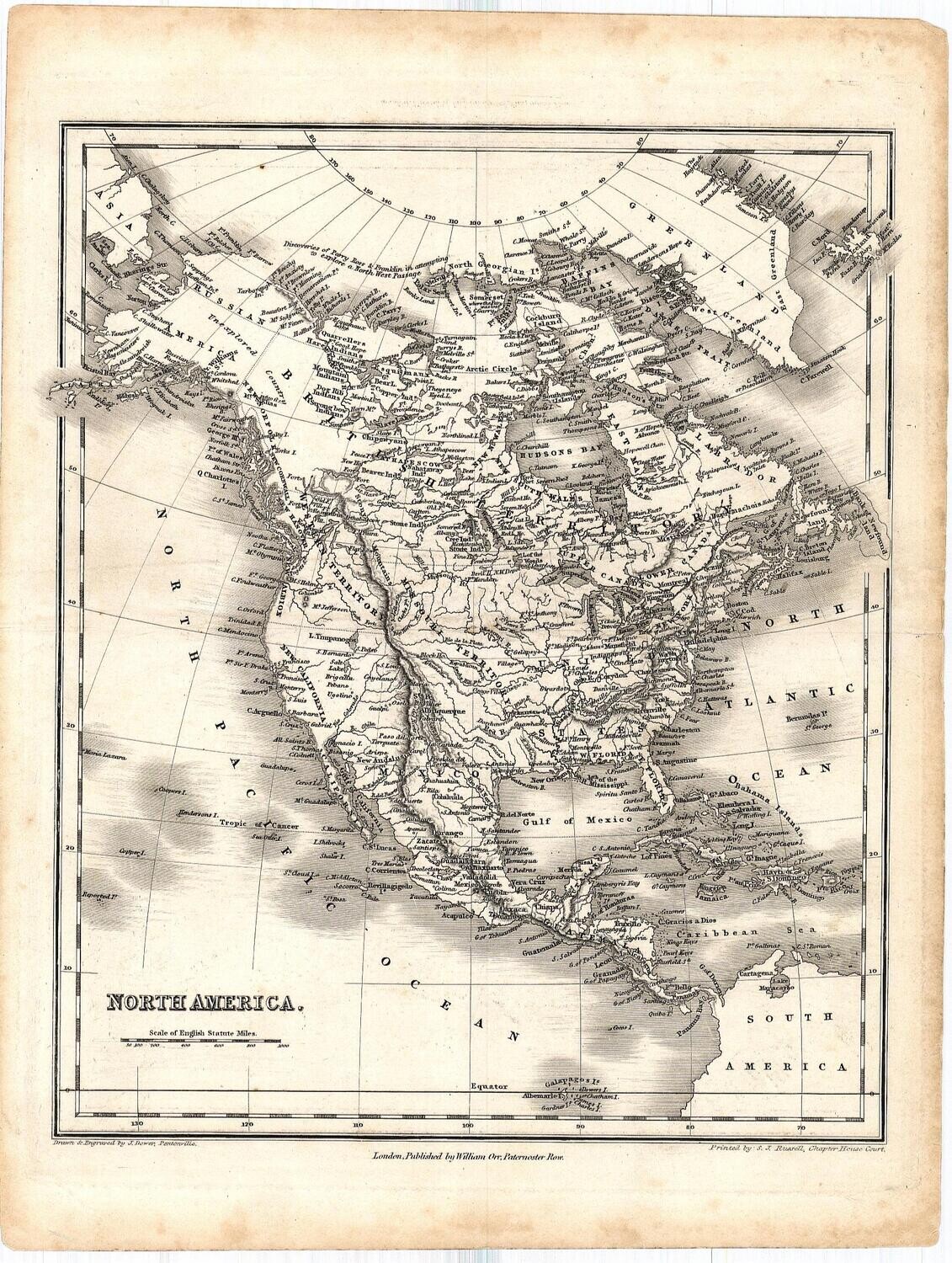 1848 Map of North America with Early California