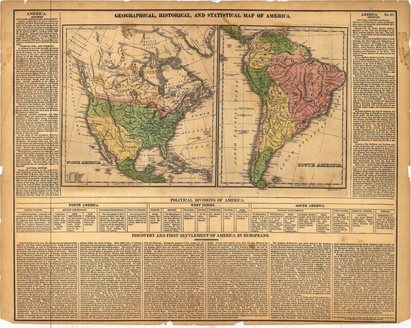 1821 Map of North &amp; South America by Lavoisne  w/OHC