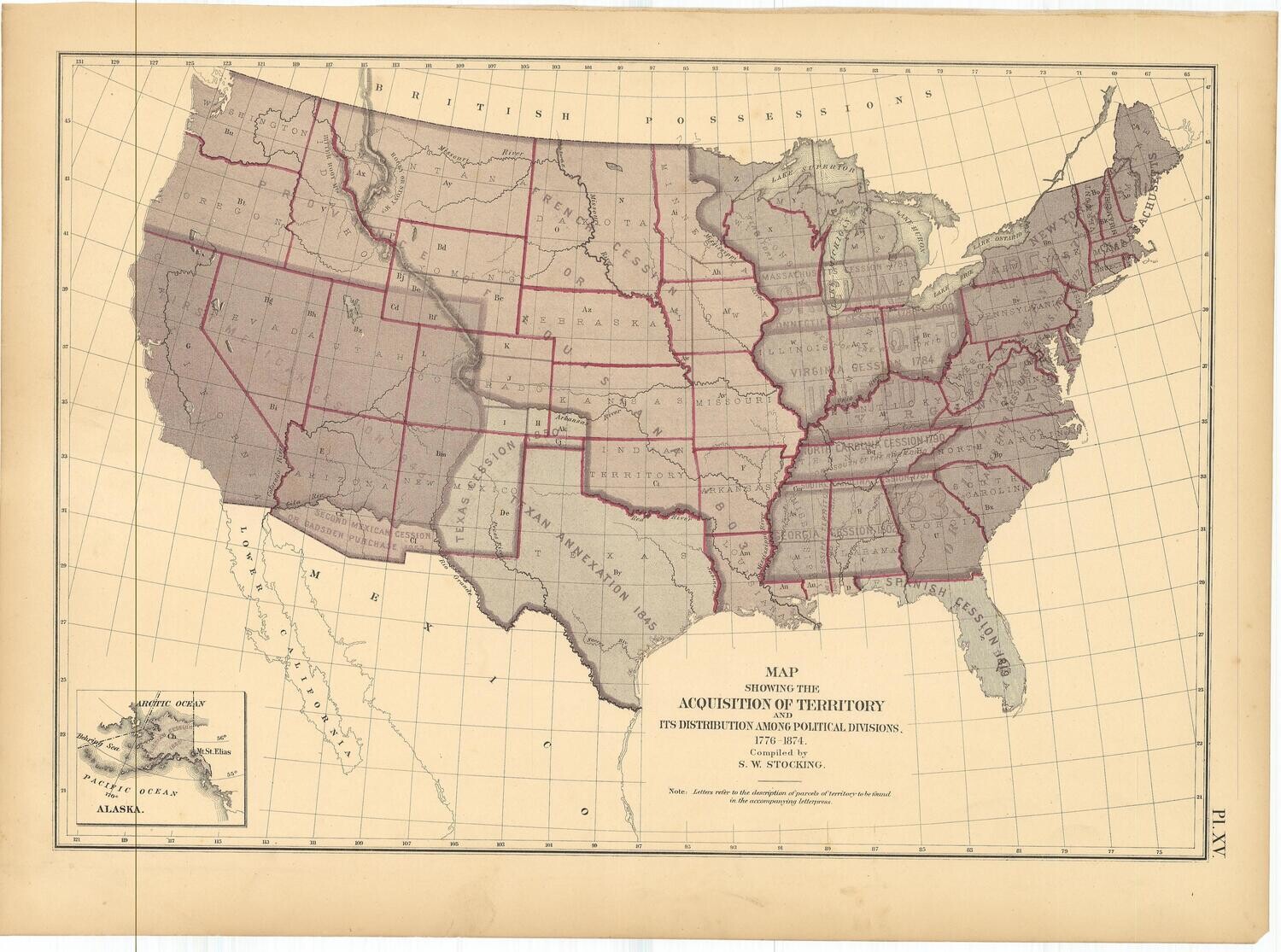1874 US Expansion Map by F. Walker