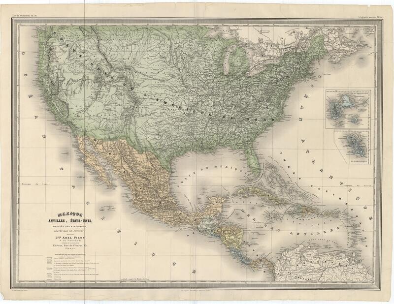 1880 Map of United States and Mexico