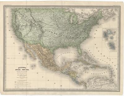1880 Map of United states and Mexico