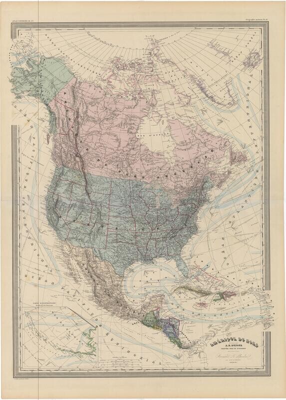 1862 Map of North America by DuFour